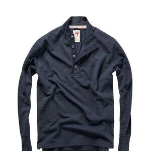 BNWT Relwen Pique Button Mock - Navy Heather - Large